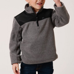Roper Boys Micro Fleece 1/4 Zip Sweater Grey