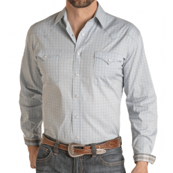Roughstock Men's Long Sleeve Snap Slate Print Western Shirt