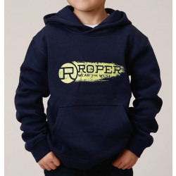 Roper Boy's Navy Blue Lime Green Logo Hoodie