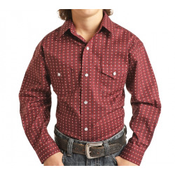 Rock & Roll Denim Boy's Burgundy Snap Front Western Shirt