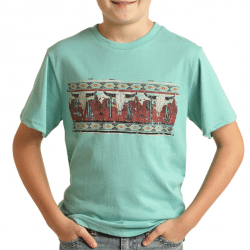 Rock & Roll Denim Boy's Turquoise Desert Scene Graphic Logo Tee