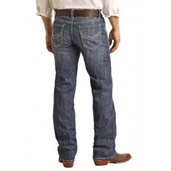 Rock & Roll Denim Double Barrel Men's Relaxed Fit Stretch Raised V Straight Bootcut Jean