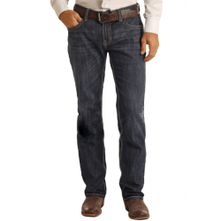 Rock & Roll Denium Regular Fit Stretch Leather Pocket Stackable Bootcut Pistol Jeans