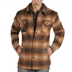 Rock & Roll Denim Men's Brown Plaid Shirt Jacket