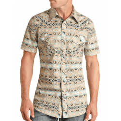 Rock & Roll Denim Men's Tropical Print Short Sleeve Snap Shirt