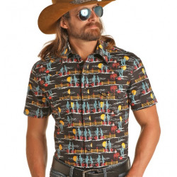 Rock & Roll Denim Men's Dark Cowboy Print Shirt