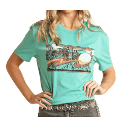 Rock & Roll Denim Unisex Desert Graphic Turquoise Tee