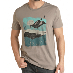 Rock & Roll Denim Mountain Graphic Grey Tee