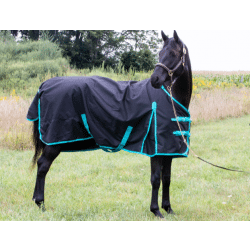 Tech Equestrian 0g 1200 Denier Rain Sheet Black Turquoise