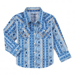 Wrangler Baby Boy's Blue Aztec Western Shirt Onsie