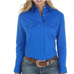 Wrangler Ladies Solid Blue Ultimate Riding Shirt