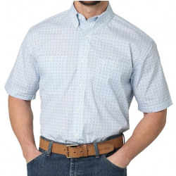 Wrangler Men's George Strait Short Sleeve Blue White Print Button Shirt