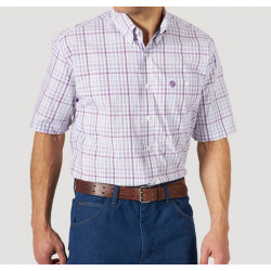 Wrangler Men's George Strait Short Sleeve Purple White Print Button Shirt
