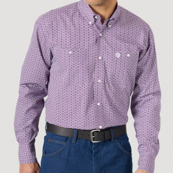 Wrangler Men's George Strait Long Sleeve Purple Majesty Print Button Shirt