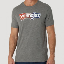 Wrangler Men's Ombre Wrangler Logo Graphic T Shirt Graphite Heather
