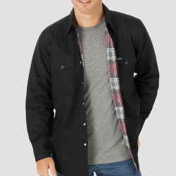 Wrangler Men's Flannel Lined Solid Black Work Shirt