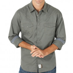 Wrangler Men's Retro Premium Long Sleeve Snap Western Shirt Gunmetal