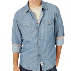 Wrangler Men's Retro Premium Long Sleeve Button Denim Western Shirt