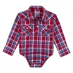 Wrangler Baby Boy's Red Black Western Shirt Onsie