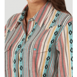 Wrangler Ladies Multi Colour Strip Retro Snap Boyfriend Style Shirt
