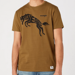 Wrangler Men's 75Th Anniversary Military Olive Logo T Shirt