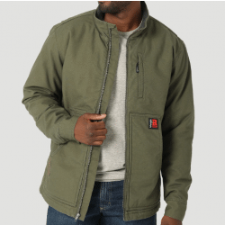 Wrangler Riggs Tough Layer Sherpa Lined Loden Green Canvas Jacket