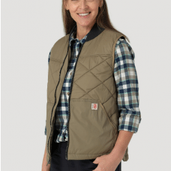 Wrangler Riggs Tough Layer Quilted Work Vest Bark Tan Puffer