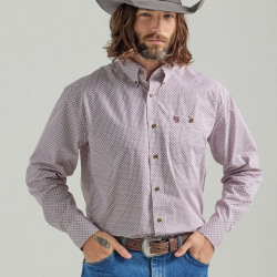 Wrangler Men's George Strait Button Red Burgundy Print Western Shirt