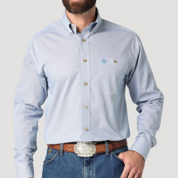 Wrangler Men's George Strait Button Blue Print Western Shirt