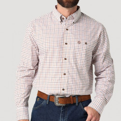 Wrangler Men's George Strait Button Brown Plaid Western Shirt