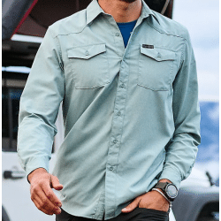 Wrangler Men's ATG Western Outdoor Utility Ponderosa Pine Green Shirt