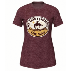Wrangler Ladies Yellowstone We Don't Choose The Way Logo T Shirt Burgundy