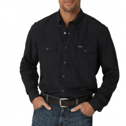 Wrangler Men's Advanced Performance Solid Black Snap Western Shirt