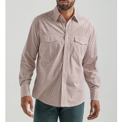 Wrangler Men's Wrinkle Resist Brown Plaid Snap Western Shirt