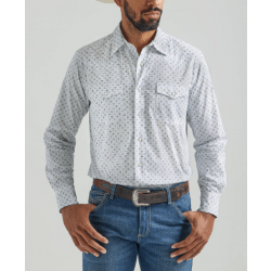 Wrangler Men's White Blue 20X Competition Advanced Comfort Snap Western Shirt