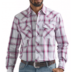Wrangler Men's Pink Plaid 20X Competition Advanced Comfort Snap Western Shirt