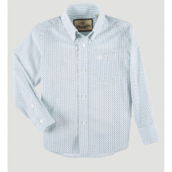 Wrangler Boy's Blue Print Classic Western Button Down Shirt