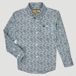 Wrangler Boy's Blue Paisley Print Button Western Shirt