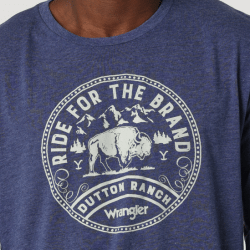 Wrangler Men's Long Sleeve Yellowstone Ride For The Brand Blue T-Shirt