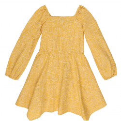 Wrangler Girls Yellow Cowgirl Boot Print Dress