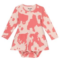 Wrangler Infant Girls Pink Cow Print Onsie Dress