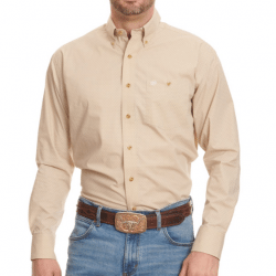 Wrangler Men's Tan Print Long Sleeve Button Western Shirt