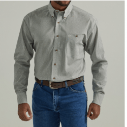 Wrangler Men's George Strait Grey Print Button Western Shirt