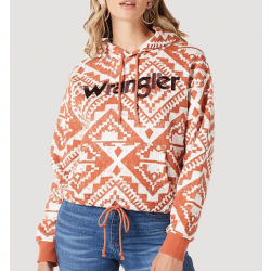 Wrangler Ladies Ginger Spice Printed Waist Cinch Logo Hoodie