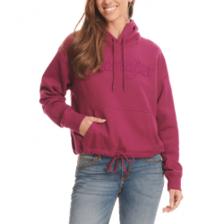 Wrangler Ladies Plum With Fuchsia Logo Embroidery Hoodie