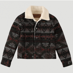 Wrangler Boy's Sherpa Lined Olive Jacquard Print Winter