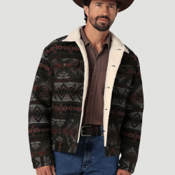 Wrangler Men's Olive Jacquard Sherpa Lined Jacket