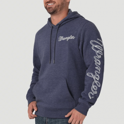 Wrangler Men's Denim Heather Navy Logo Hoodie