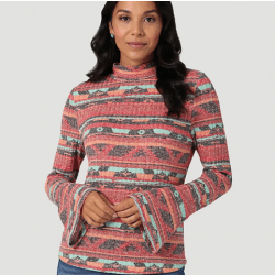 Wrangler Ladies Cinnabar Geo Design Flute Sleeve Knit Top