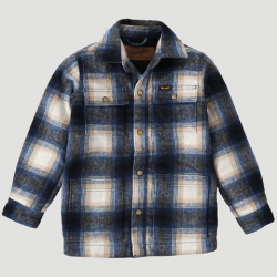 Wrangler Boy's Blue Tan Flannel Shirt Jacket